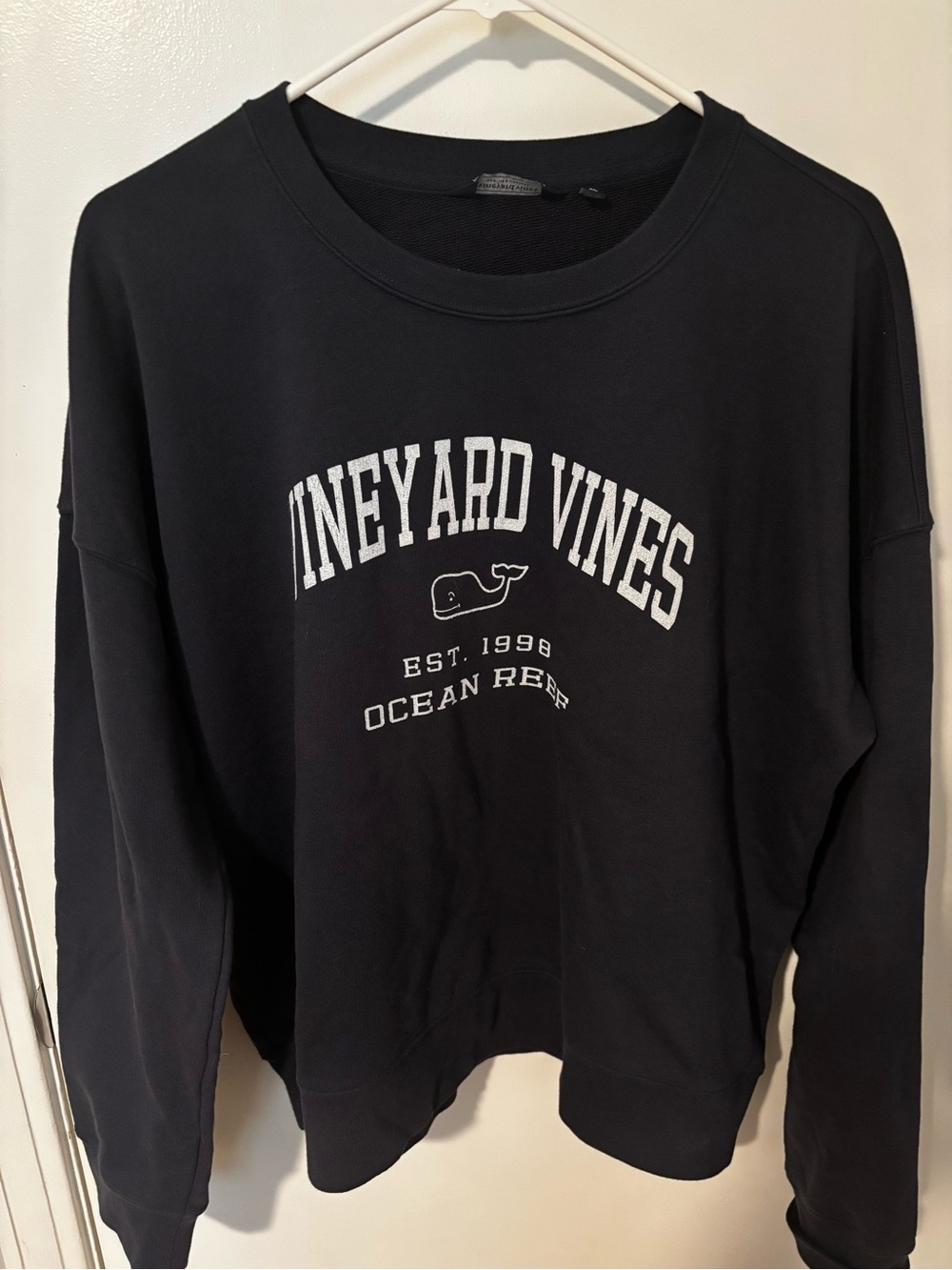 Vineyard Vines Black Crewneck Sweatshirt with White Logo